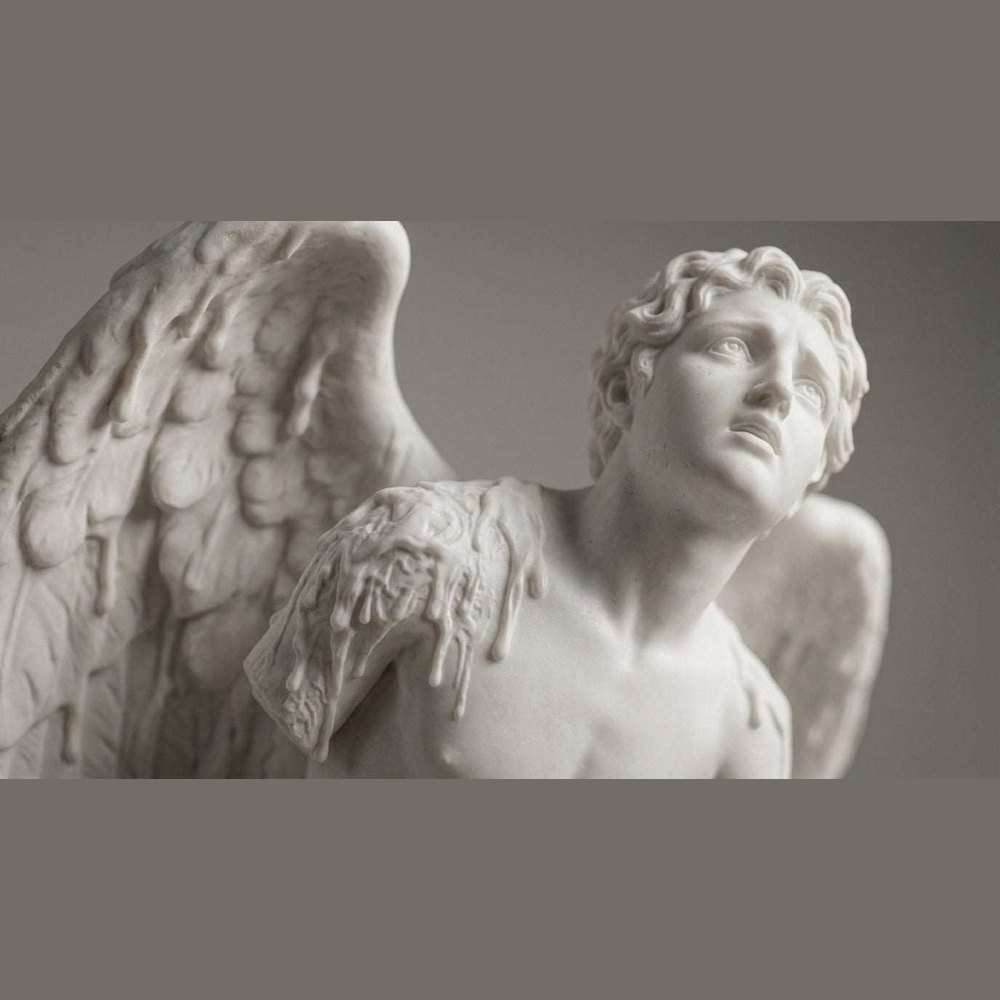 La Caduta di Icaro: Statua in Marmo Bianco sul Tragico Volo Mitologico - Taraflo