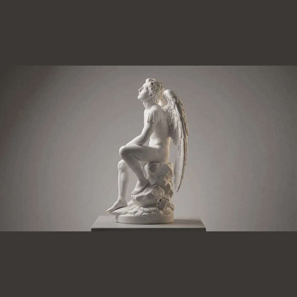 La Caduta di Icaro: Statua in Marmo Bianco sul Tragico Volo Mitologico - Taraflo