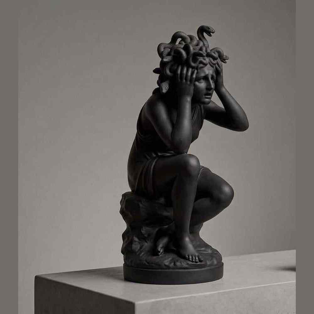 La Metamorfosi di Medusa, scultura in resina effetto marmo, vista frontale