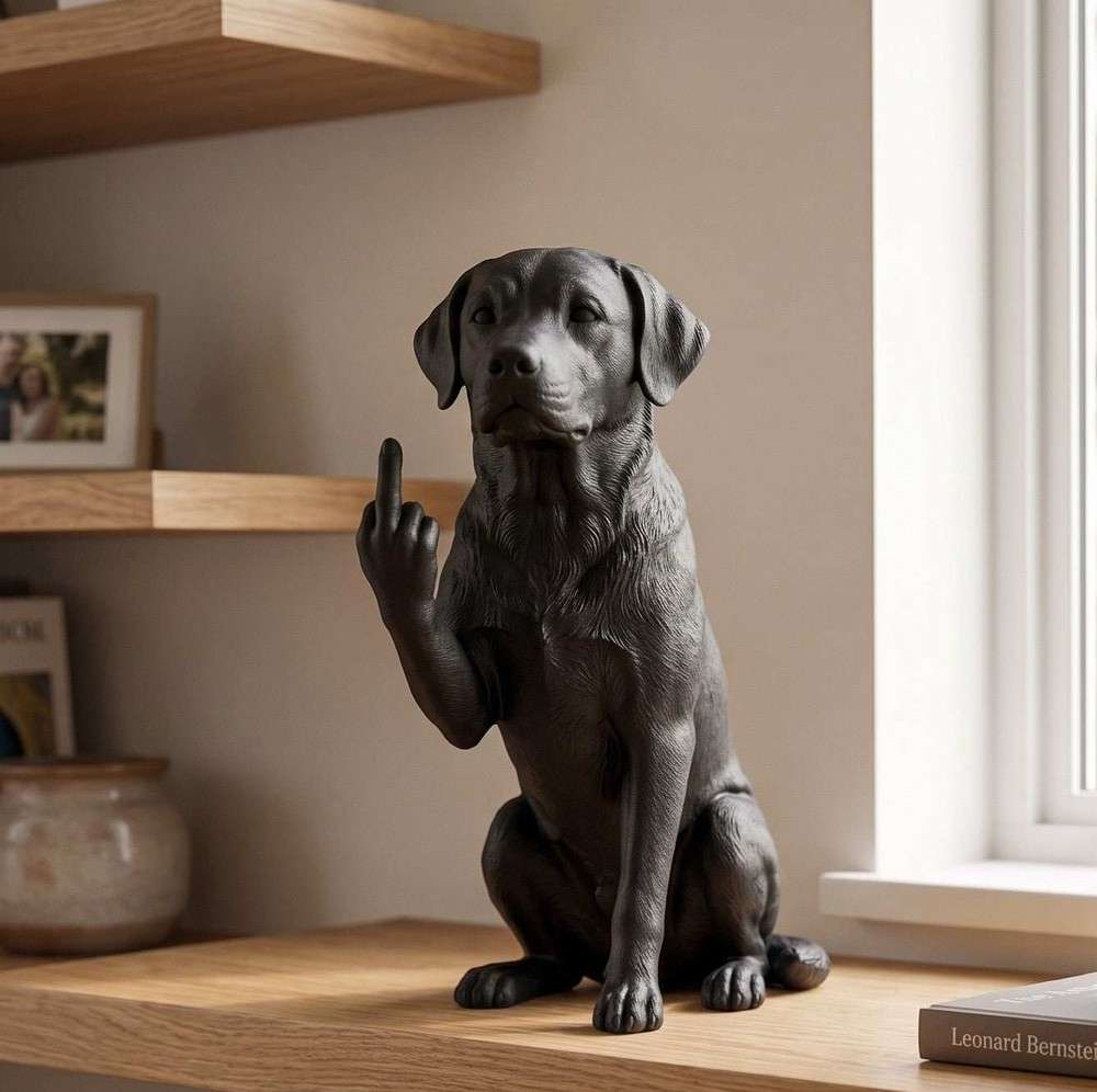 Labrador — Estatueta de Cão «Bem-comportado… mas não demasiado»