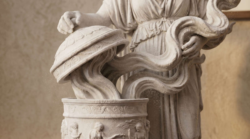 Vaso di Pandora in Resina e Polvere di Marmo – Scultura Mitologica Classica