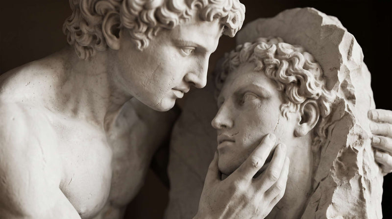 Narciso al Vischio d'Acqua – Scultura MitologicaClassica in Resina Effetto gesso