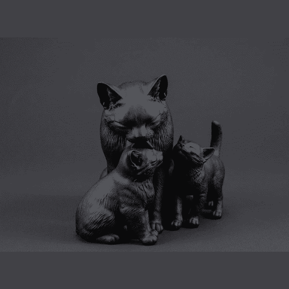 Mamma Gatta con Gattini — Statuetta da Collezione in Resina Opaca - Taraflo