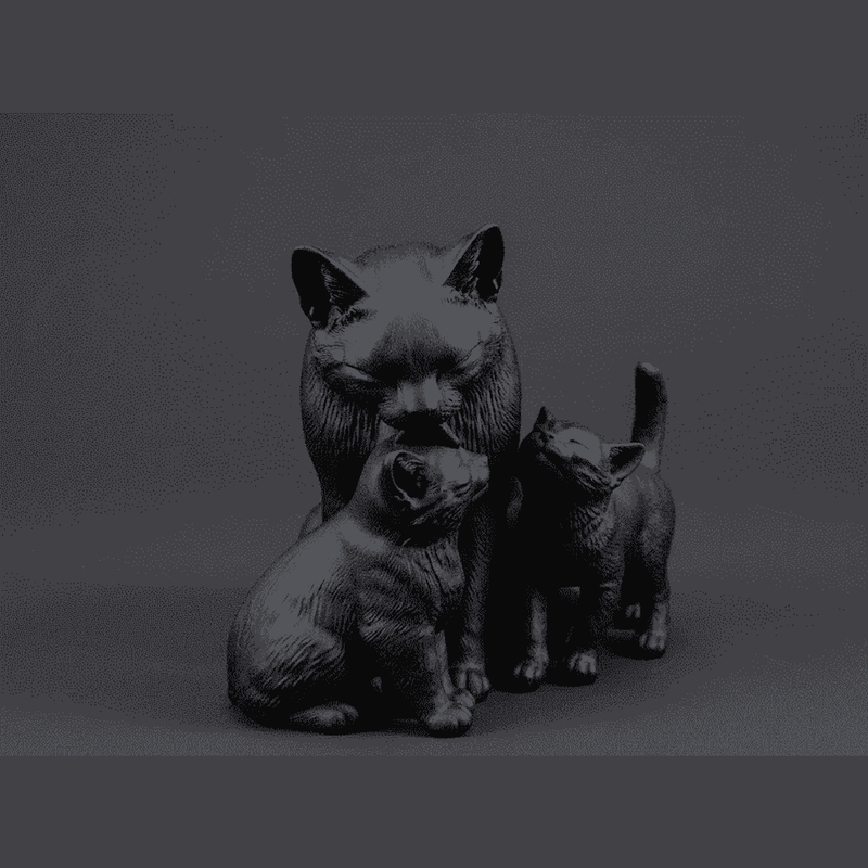 Mamma Gatta con Gattini — Statuetta da Collezione in Resina Opaca - Taraflo