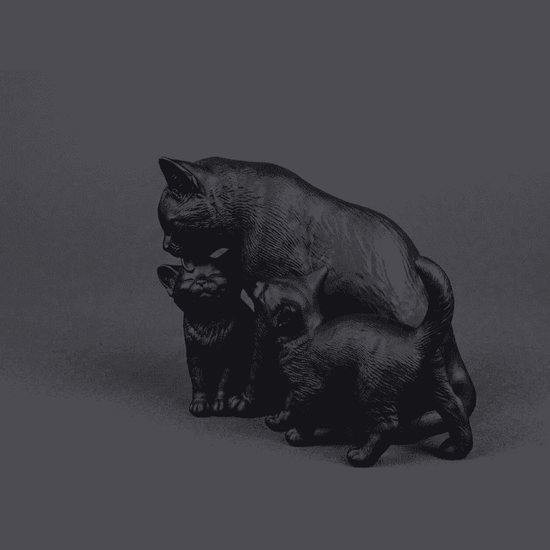 Mamma Gatta con Gattini — Statuetta da Collezione in Resina Opaca - Taraflo