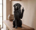 Statuetta Maremmano-Abruzzese in resina premium nera, elegante e protettiva, decorazione artigianale italiana