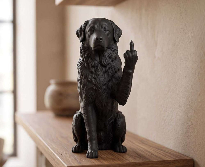 Statuetta Maremmano-Abruzzese in resina premium nera, elegante e protettiva, decorazione artigianale italiana