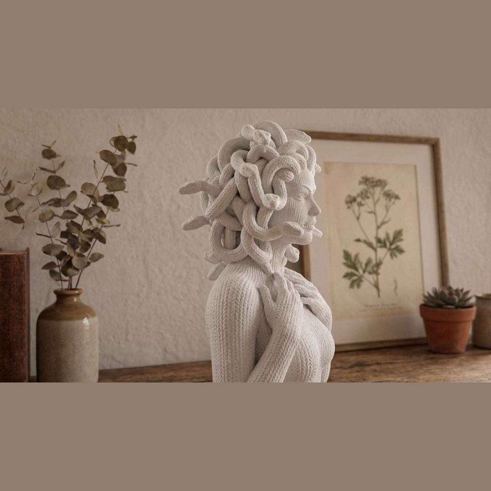 Medusa — Busto in Resina Bianca Opaca (Effetto Maglia) - Taraflo