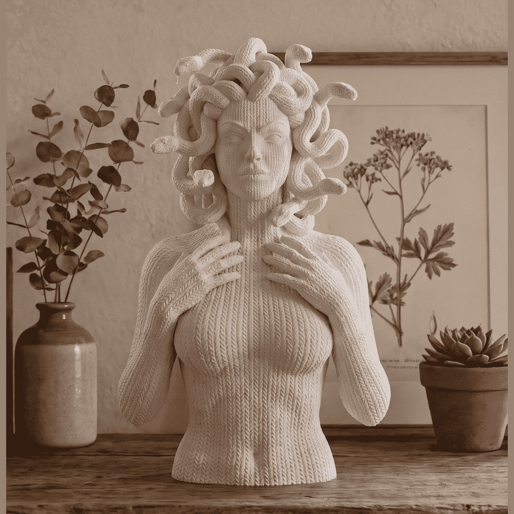 Medusa — Busto in Resina Bianca Opaca (Effetto Maglia) - Taraflo