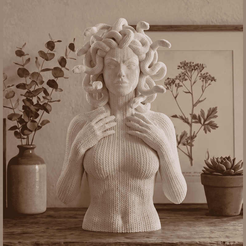 Medusa — Busto in Resina Bianca Opaca (Effetto Maglia) - Taraflo