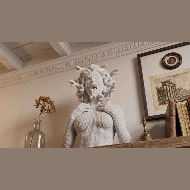 Medusa Urlante — Busto in Resina Bianca Opaca (Effetto Maglia) - Taraflo