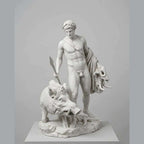 Meleagro e il Cinghiale di Calidone — Scultura Mitologica in Resina - Taraflo