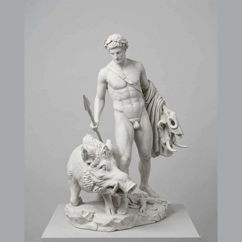 Meleagro e il Cinghiale di Calidone — Scultura Mitologica in Resina - Taraflo