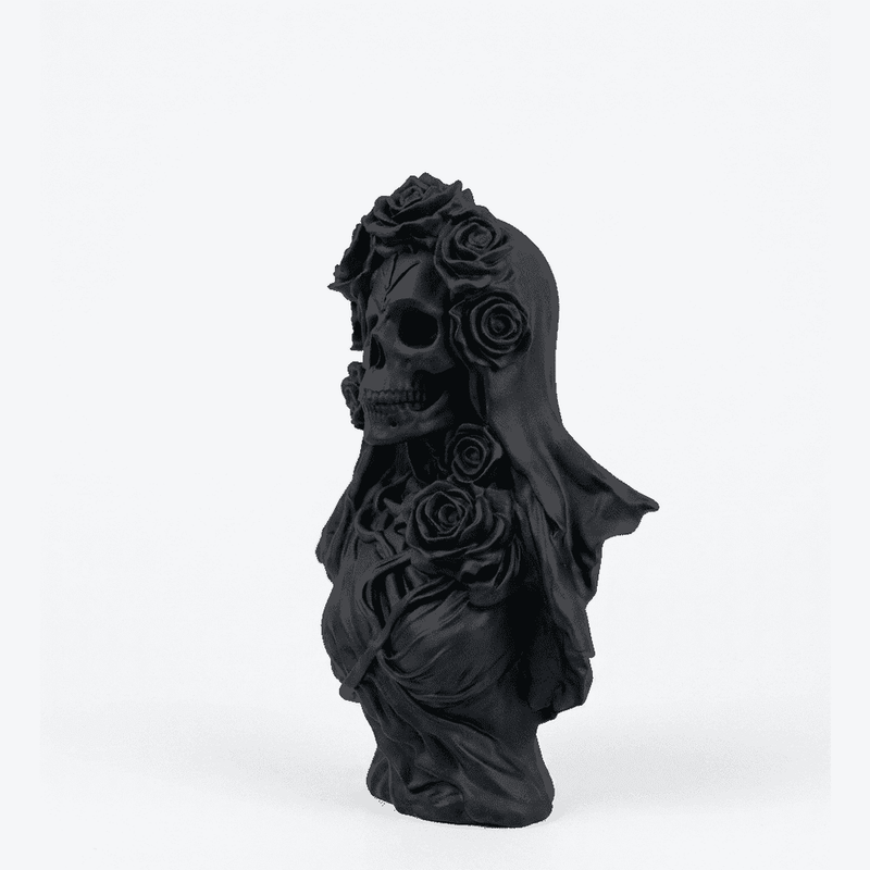 Memento Vivere — Busto Velato in Resina Nera Opaca - Taraflo