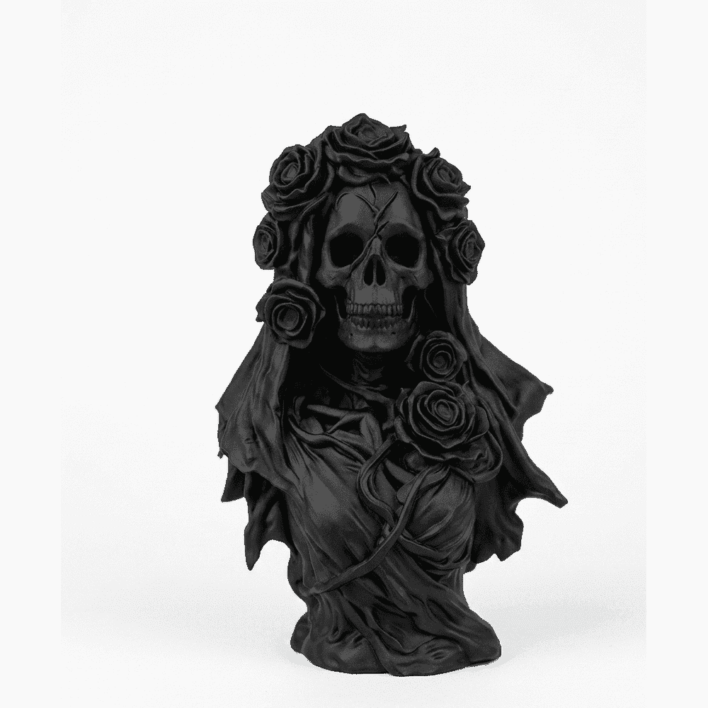 Memento Vivere — Busto Velato in Resina Nera Opaca - Taraflo