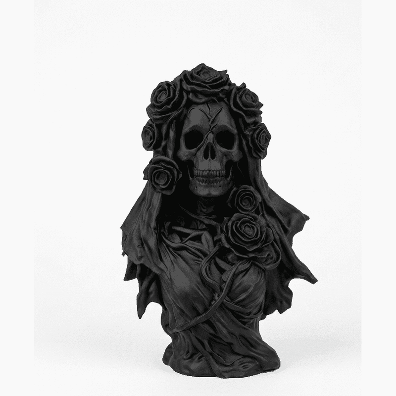 Memento Vivere — Busto Velato in Resina Nera Opaca - Taraflo