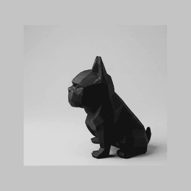 Onyx Frenchie — Bulldog Francese Low Poly in Resina Nera Opaca - Taraflo