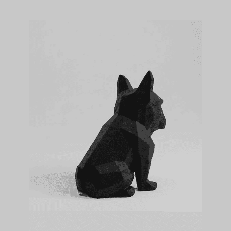 Onyx Frenchie — Bulldog Francese Low Poly in Resina Nera Opaca - Taraflo