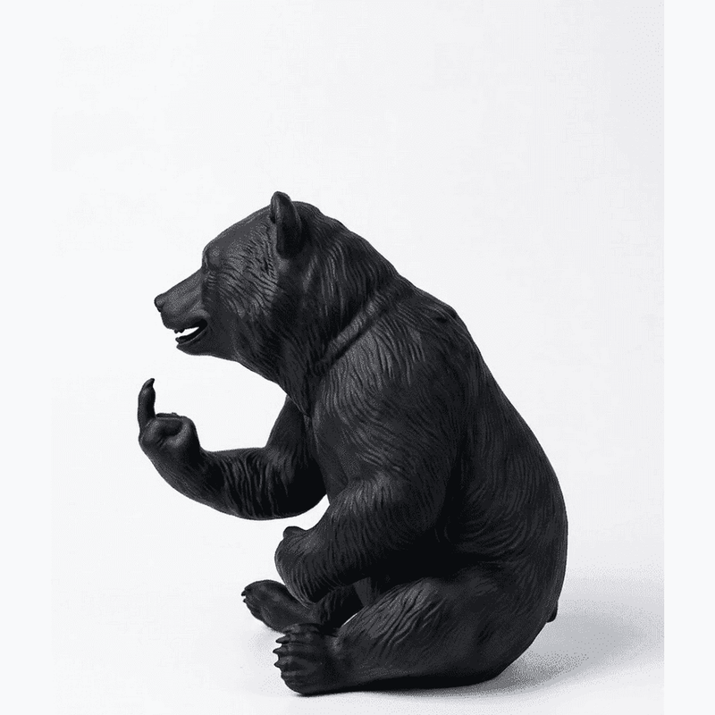 Orso «Rude Bear» — Statuetta Decorativa in Resina Nera Opaca - Taraflo