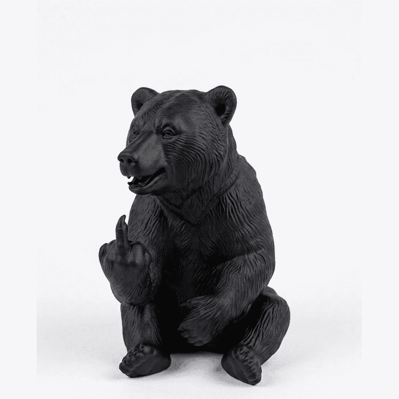 Orso «Rude Bear» — Statuetta Decorativa in Resina Nera Opaca - Taraflo