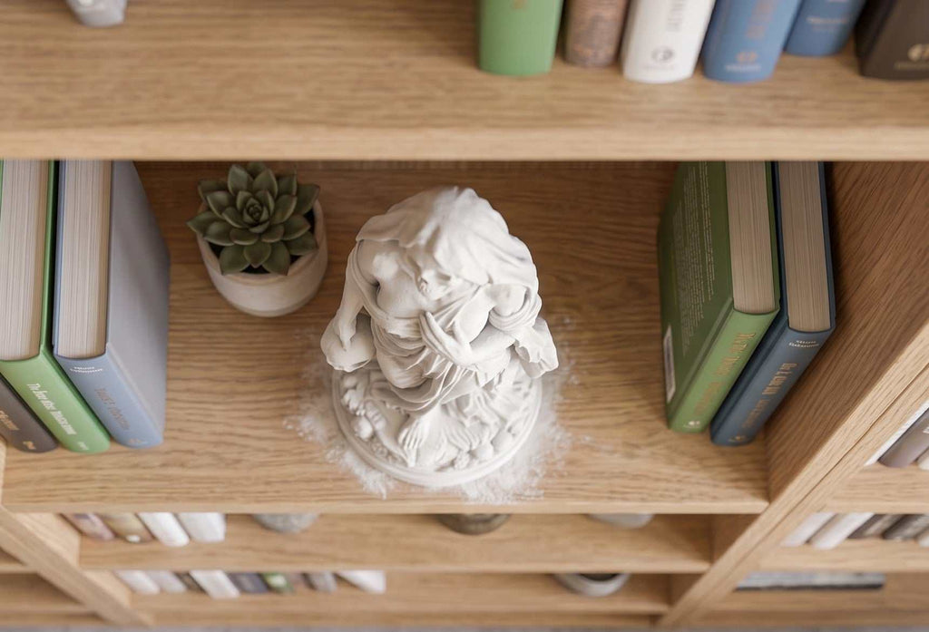 Statua Venere Macabra Memento Mori in Resina Effetto Gesso – Scultura Gotica Neoclassica con Teschio e Velo per Halloween | Arredo Dark Academia