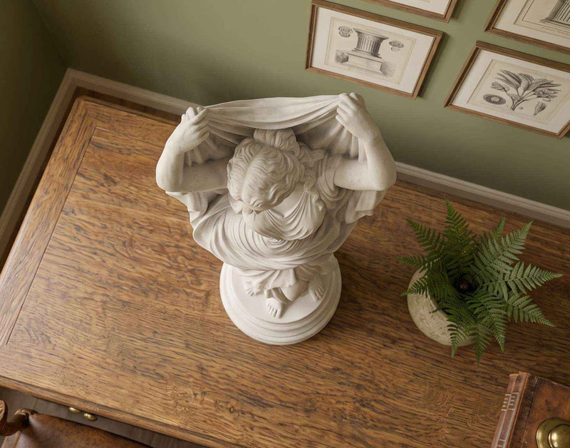 "Venere Velata" in Resina Effetto Gesso Bianco - Scultura Classica Greco-Romana con Drappeggio Elegante - Soprammobile d'Arte da Tavolo e Collezione per Soggiorno, Studio e Casa