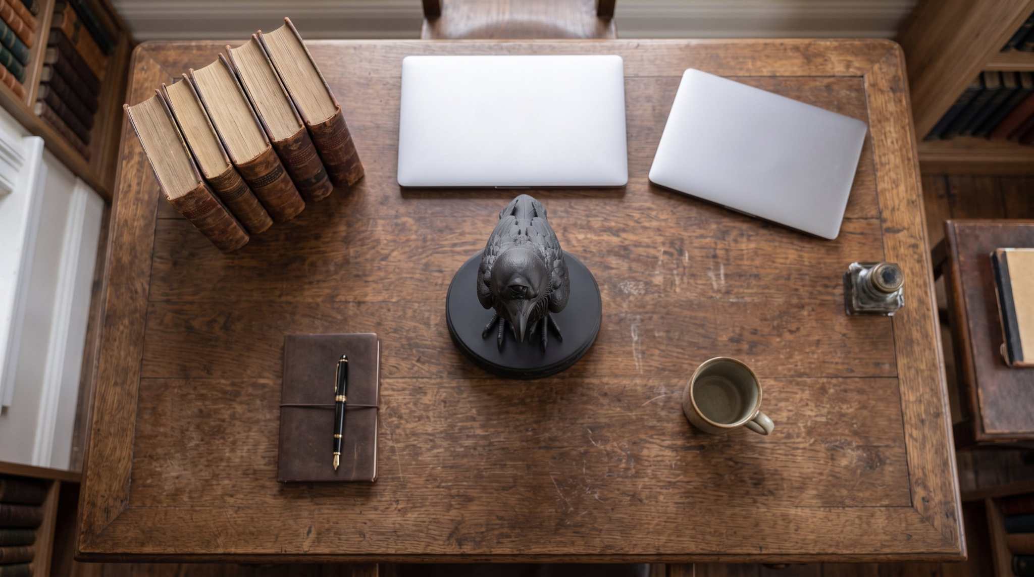 Statuetta di Corvo Nero con Tre Occhi, Elegante Scultura Gotica per Arredamento Casa