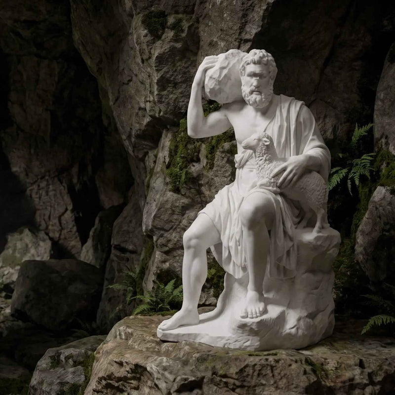 Polifemo il Pastore — Scultura Mitologica in Resina Effetto Marmo - Taraflo