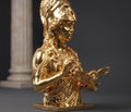 Busto dorato della dea Atena con civetta, scultura neoclassica mitologia greca in oro lucido