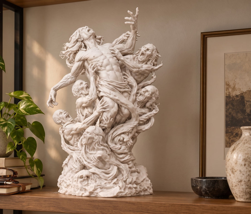 L’Abbraccio dell’Abisso – Statua Decorativa in Resina Effetto Gesso