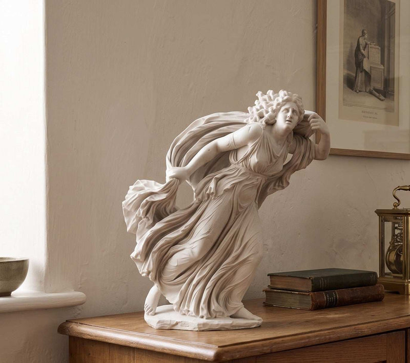 Statua Tempesta in Resina Bianca Opaca – Dea del Vento e del Maltempo | Scultura Design Moderna per Casa, Arredo Elegante, Decorazione Meteo