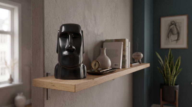 Scultura Minimalista Moai Nera - Statuetta di Design per Interni Moderni e Decorazione Casa