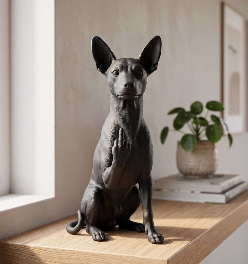 Pinscher statuetta in resina 3D elegante e vivace per arredamento raffinato