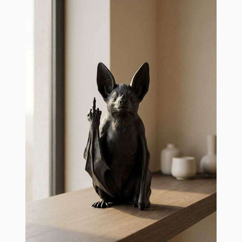 Pipistrello «Bats with Attitude» — Statuetta Decorativa in Resina Nera Opaca - Taraflo