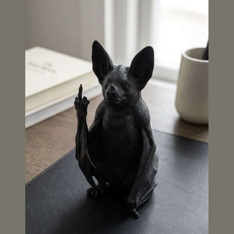 Pipistrello «Bats with Attitude» — Statuetta Decorativa in Resina Nera Opaca - Taraflo