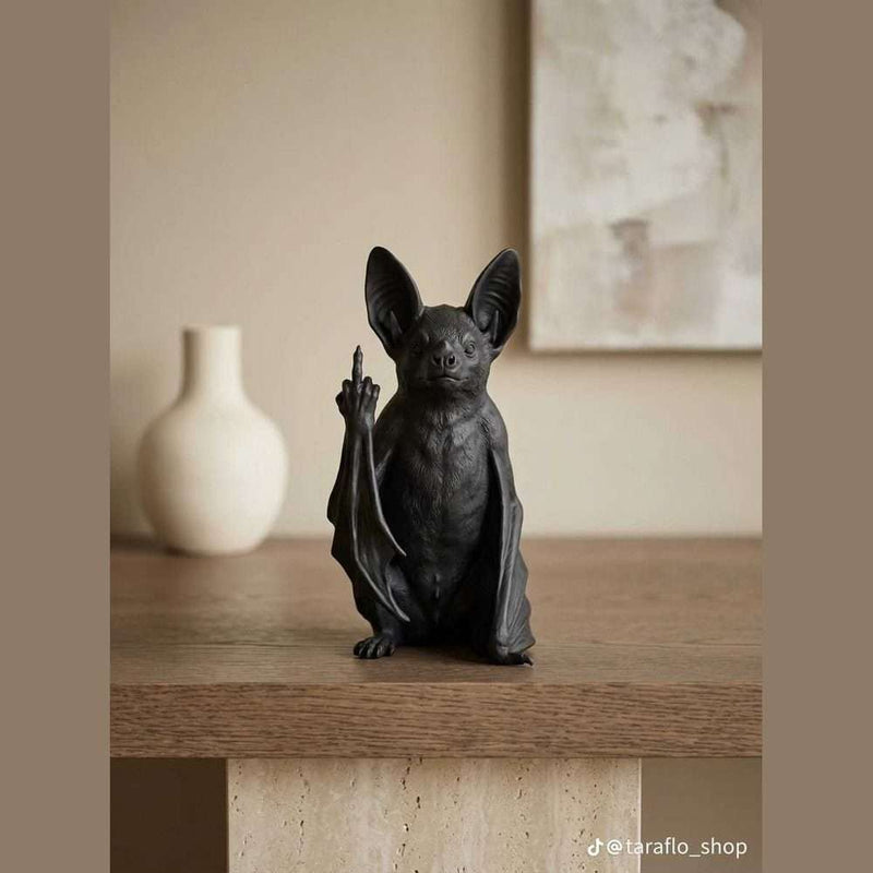 Pipistrello «Bats with Attitude» — Statuetta Decorativa in Resina Nera Opaca - Taraflo