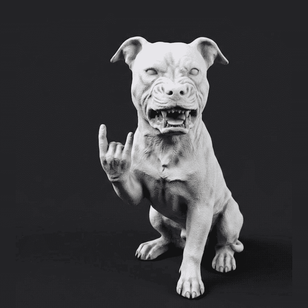 Pit Bull "Rock & Rebel" — Matte Black Resin Collectible Figurine. Muscles, scars, and no desire to follow the rules. "Rock & Rebel" portrays a streetwise, rebellious pit bull with urban details and a matte black finish Taraflo Taraflo Pit Bull "Rock & Rebel"