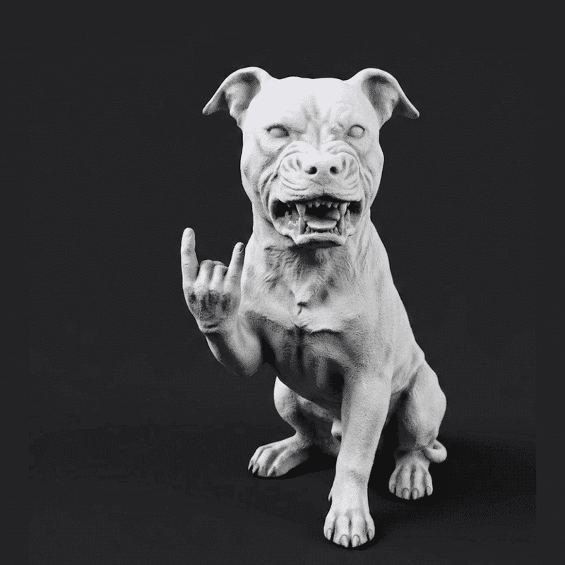 Pit Bull «Rock & Rebel» — Statuetta da Collezione in Resina Nera Opaca - Taraflo