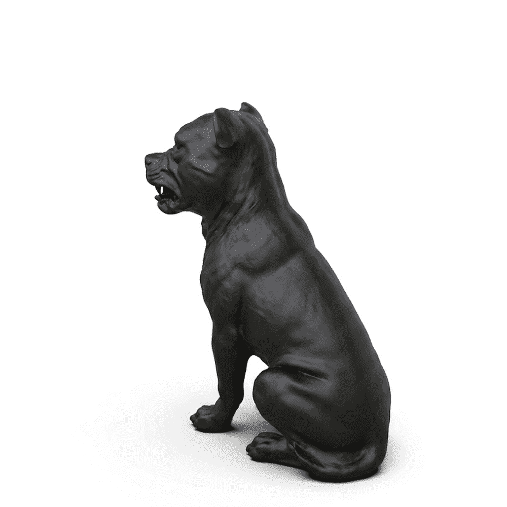 Pit Bull 'Rock & Rebel' — Matte Black Resin Collectible Figurine. Muscles, scars, no desire to follow rules. Depicts a street-smart, rebellious pit bull with urban details and a matte black finish TarafloTaraflo