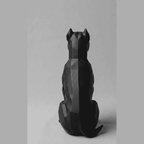 Pit Bull «Sentinel» — Scultura Low-Poly in Resina Nera Opaca - Taraflo