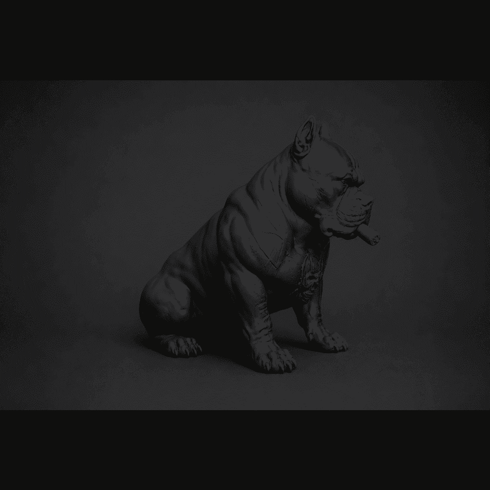 Pitbull Urban Dark — Statua da Collezione in Resina Nera Opaca - Taraflo