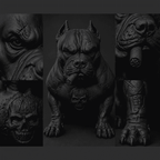 Pitbull Urban Dark — Statua da Collezione in Resina Nera Opaca - Taraflo