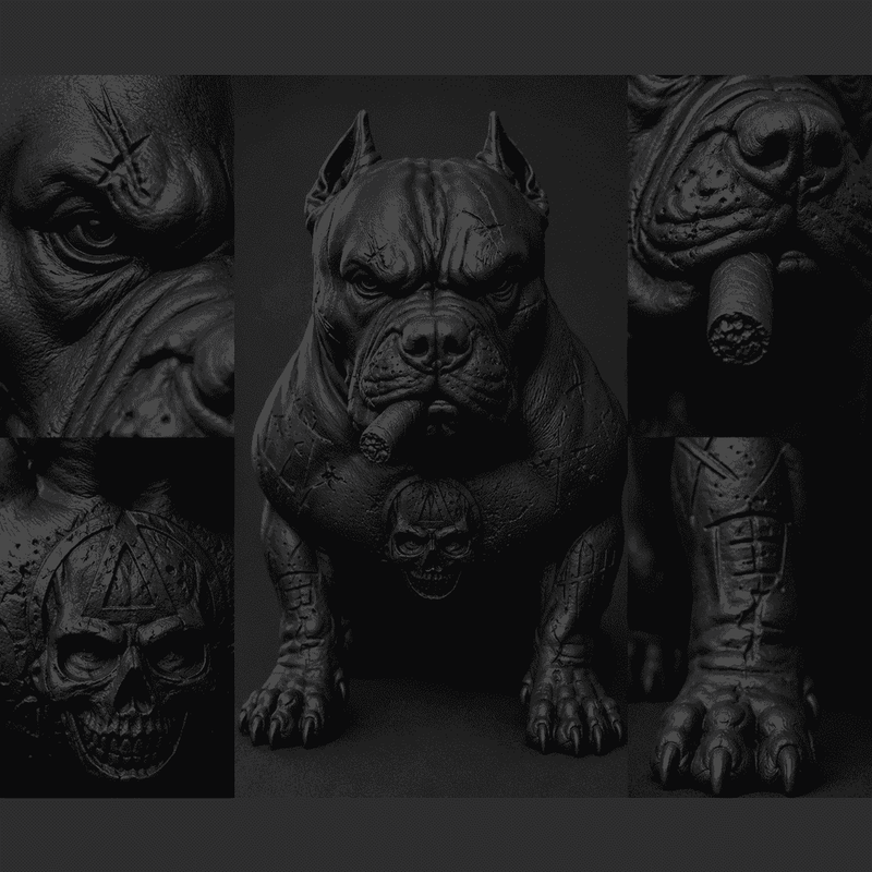 Pitbull Urban Dark — Statua da Collezione in Resina Nera Opaca - Taraflo