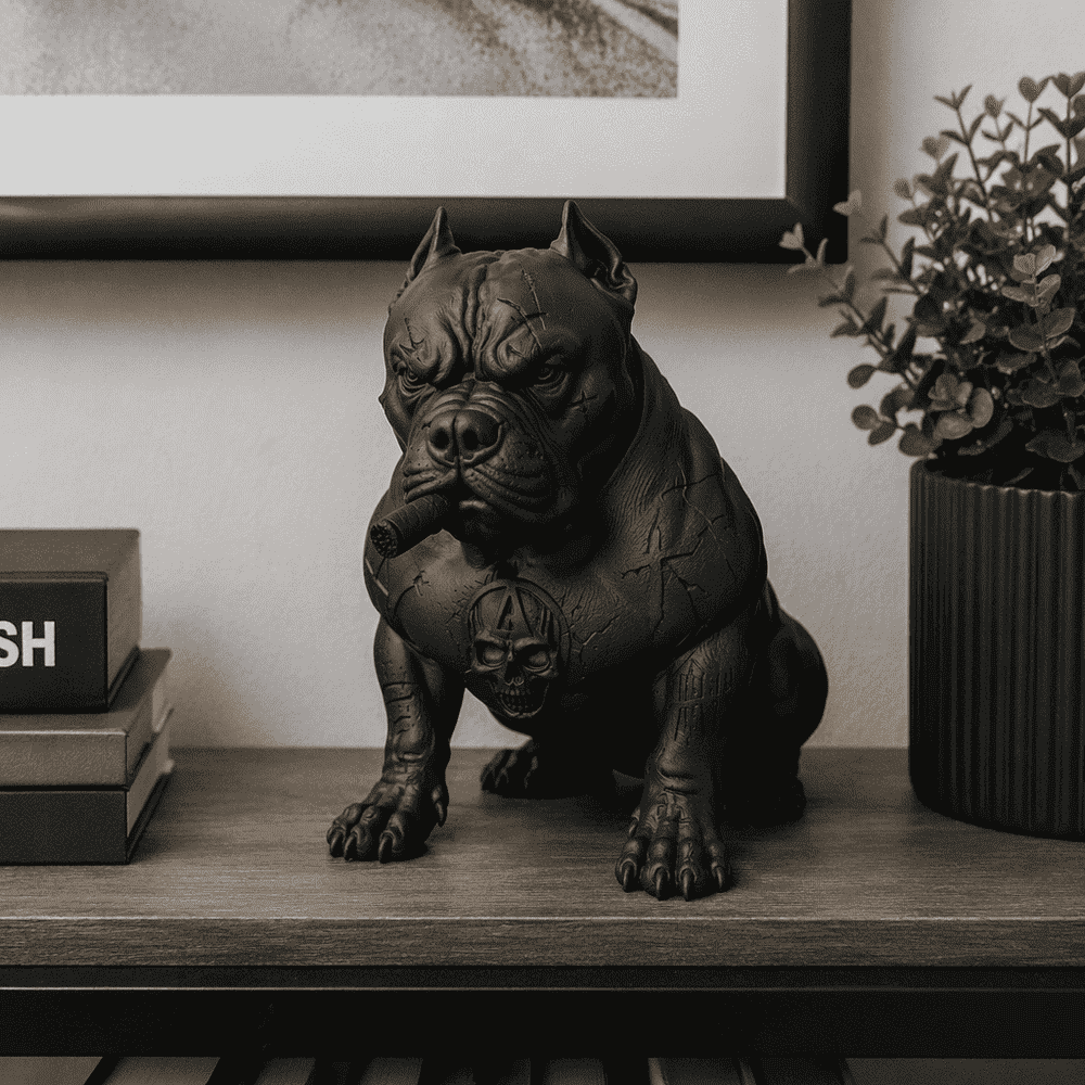 Pitbull Urban Dark — Statua da Collezione in Resina Nera Opaca - Taraflo