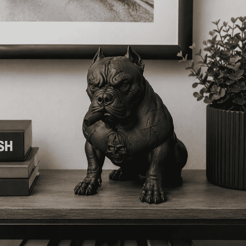 Pitbull Urban Dark — Statua da Collezione in Resina Nera Opaca - Taraflo