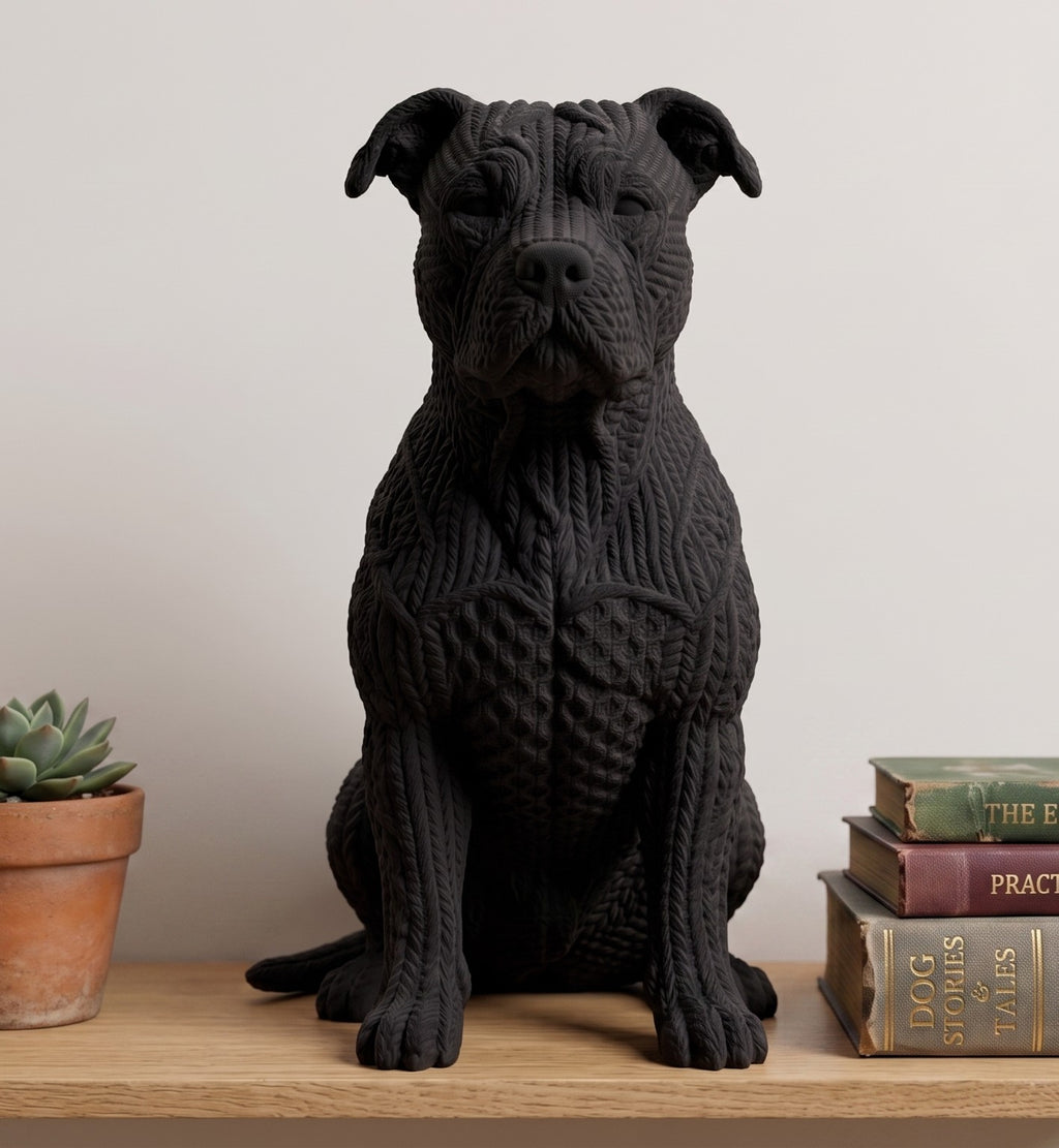Statuetta Pitbull Design Moderno in Resina Nero Opaco - Scultura Cane da Collezione Personalizzabile - Regalo Unico per Amanti dei Cani Taraflo