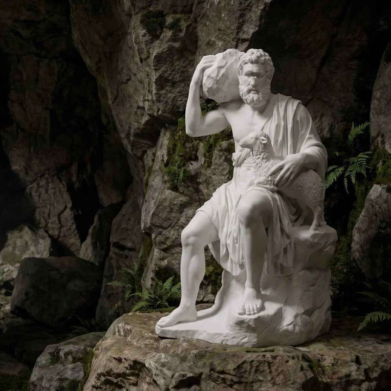 Polifemo il Pastore — Scultura Mitologica in Resina Effetto Marmo - Taraflo