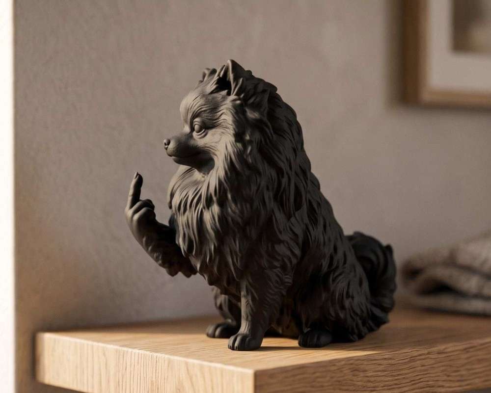 Pomerania — Statuetta Cane "Educato… ma non troppo"
