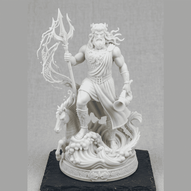 Poseidone — Statuetta del Dio del Mare in Resina - Taraflo