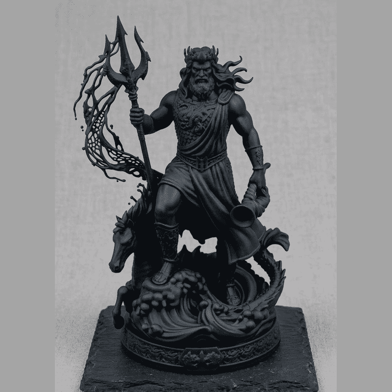 Poseidone — Statuetta del Dio del Mare in Resina - Taraflo
